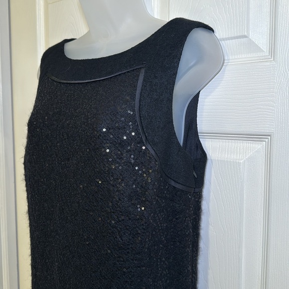 Loft Sequined Sleeveless Shift Dress Wool Blend Size 14 - Picture 6 of 12